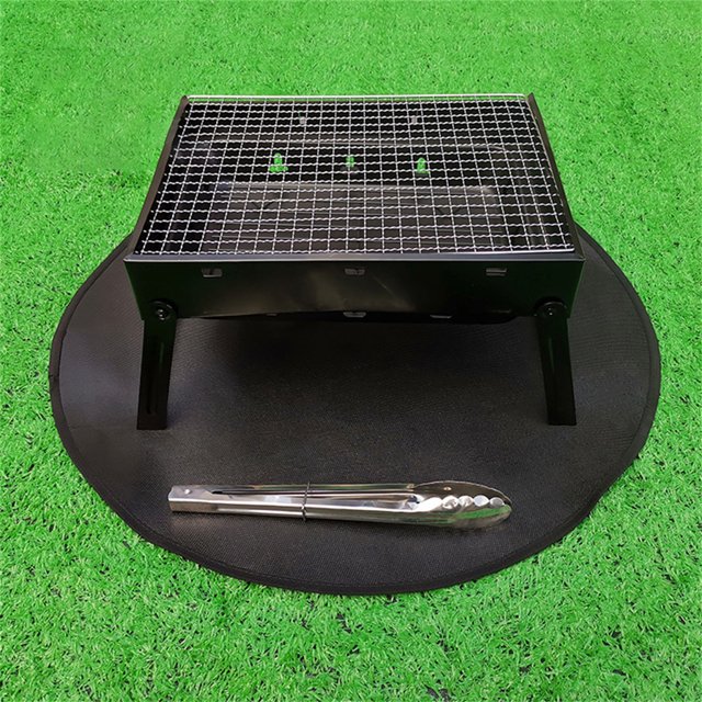 pitrice Tapis Girly Sécuritaire Rond Couverture de Grillade Ignifuge Accessoires de Cuisine Réutilisables Tapis BBQ Accessoires pour Camping Pique-Nique Type2