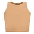 thumbnail image 2 of FAOWME Kids Girls Tank Top Ribbed Sleeveless Round Neck Solid Color Comfortable Soft Crop Tee Vest For Casual Daily Wear,Yellow,11-13 Years, 2 of 4