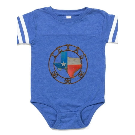 

CafePress - Texas Wrought Iron Barn Art - Cute Infant Baby Football Bodysuit