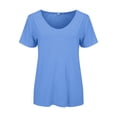 thumbnail image 5 of Endives Women's Short Sleeve T Shirt V Neck Classic Fit Fashion Casual T Shirt Solid Color Basic Tee T-Shirt Sky Blue, 5 of 7