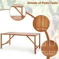 thumbnail image 5 of Costway Patio Rectangle Acacia Wood Dining Table Spacious Slatted Top Up to 6 Outdoor, 5 of 9