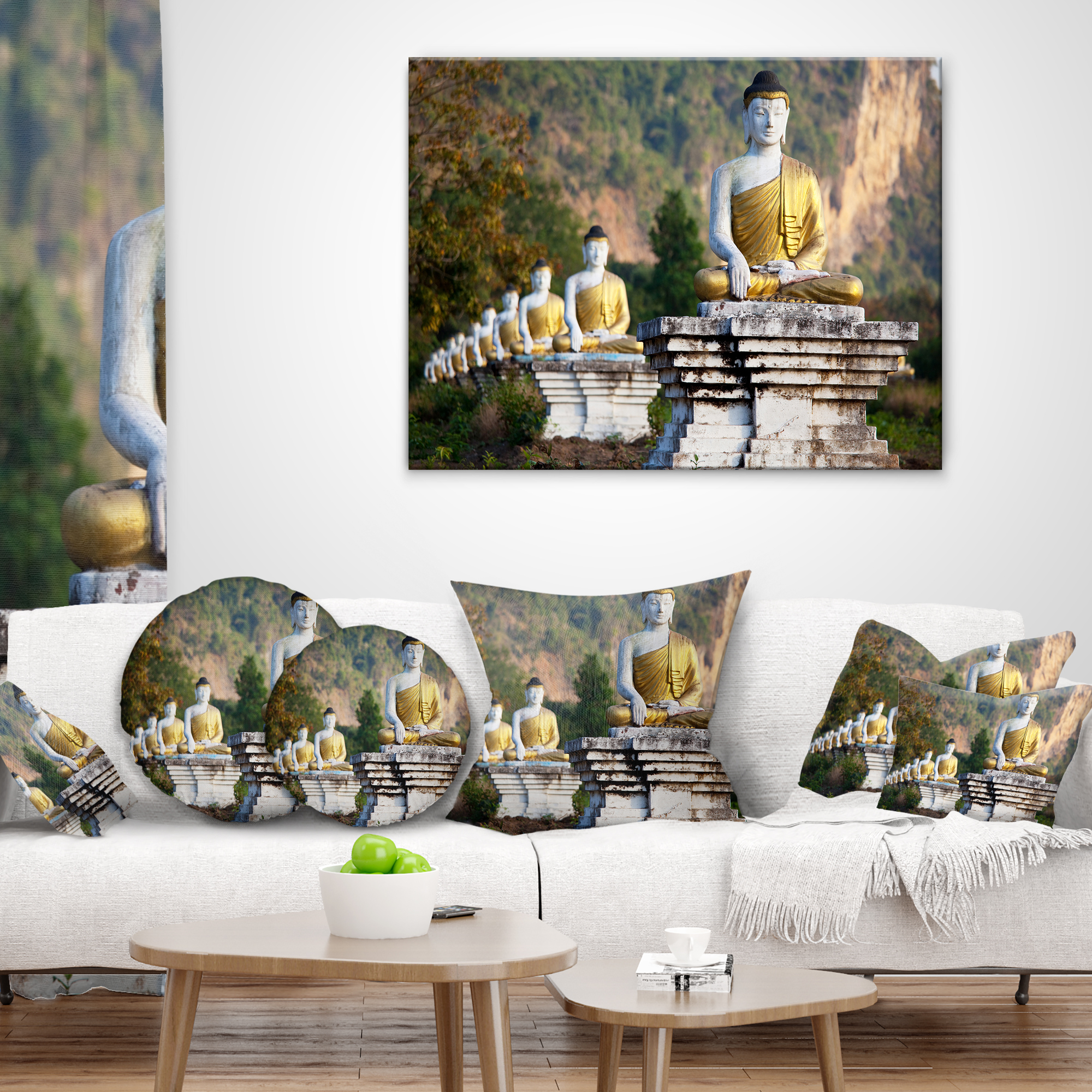 Designart 12" x 20" Gold Polyester Throw Pillow