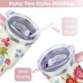 thumbnail image 5 of 40oz Pioneer Colorful Floral Stainless Steel Flip Straw Tumbler with Lid and Straw Spill Proof Travel Cup Double Wall Vacuum Insulated Coffee Mug with Handle Pink, 5 of 7