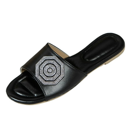 

PEASKJP Dressy Sandals Women Wide Women s T-Strap Thong Flat Sandals with Cute Square Toe Strappy for Summer (Black 8)