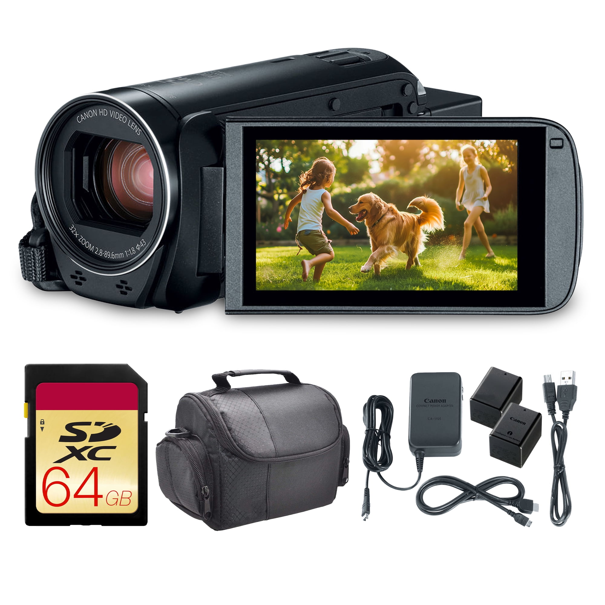 Canon VIXIA HF R800 HD Camcorder Bundle with 64GB Memory Card, Battery and Carrying Bag, 57x Advanced Zoom, SuperRange Optical Image Stabilization