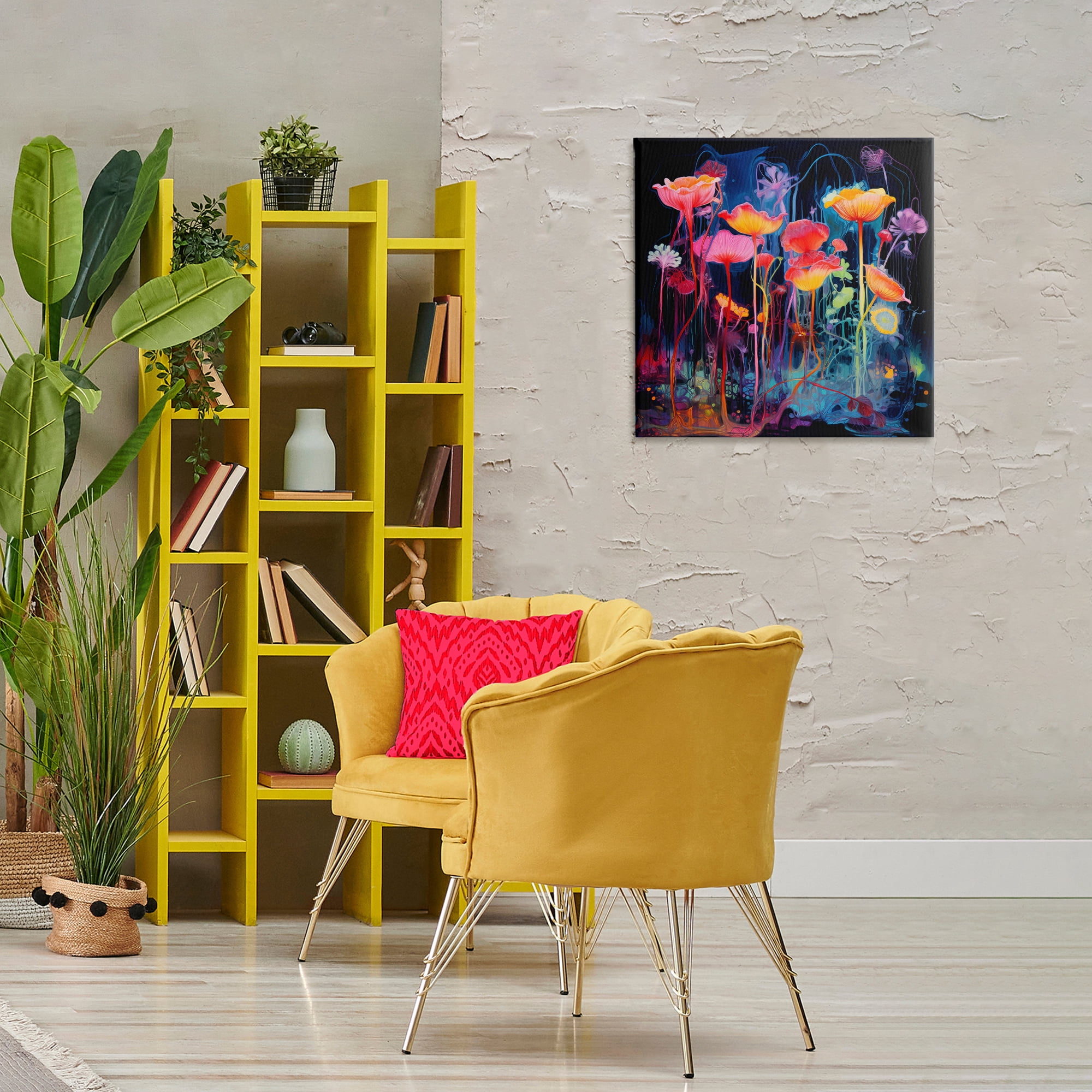 Stupell Industries Abstract Hued Blossoms Abstract Painting Wrapped Canvas Art Print Wall Art, 24 x 24