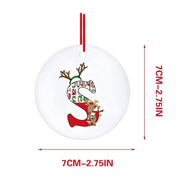 Decoraciones Del Árbol de Navidad con 26 Letras Del Alfabeto, Rojo Acrílico Fawn Colgante Ornamentos para el Hogar, Decoración Personalizada Del Árbol de Navidad para la Temporada de Vacaciones