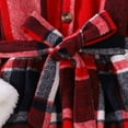 thumbnail image 6 of Wuxian Girls Christmas Plaid Long Dresses Plush Turndown Collar Long Sleeve Thick Thermal Dress With Belt Hat Casual Winter Warm Clothing For Teens Outfit Fall Dresses,Red,11-12 Years, 6 of 9