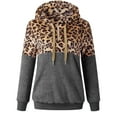 thumbnail image 4 of jsaierl Fleece Hoodies for Women Sherpa Leopard Pachwork Sweatshirt Top Long Sleeve Warm Quarter Zip Pullover with Pockets, 4 of 5