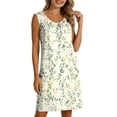 thumbnail image 2 of Oksale Henley Neck Pajama Dress for Women Cute Floral Mini House Dress Cozy Sleeveless Cotton Nightgowns with Pockets Multicolor L, 2 of 9