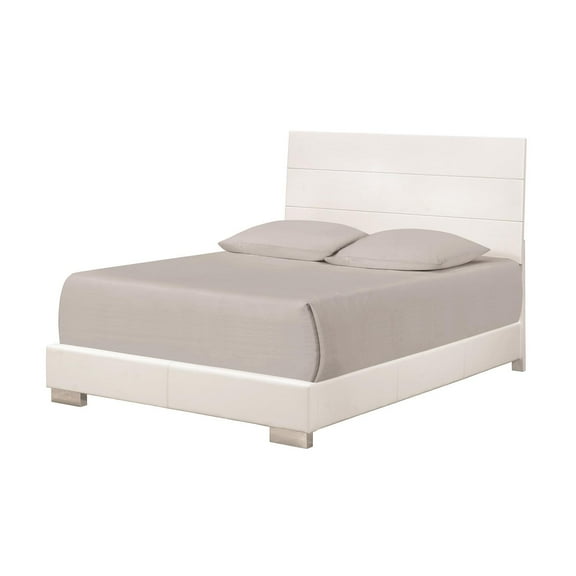 Coaster Felicity Queen Bed with Slat Headboard White-Color:White,Finish:Glossy White,Style:Contemporary