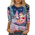 thumbnail image 3 of VKOYWKM Christmas Shirts for Women 3/4 Length Sleeve Women Tops Xmas Graphic Casual Crew Neck Holiday Tunic Blouses, 3 of 6