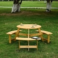 thumbnail image 2 of 3 benches, round picnic table - holds 500lbs per bench, stable - backyard for large gatherings / Host big outdoor events, 2 of 7