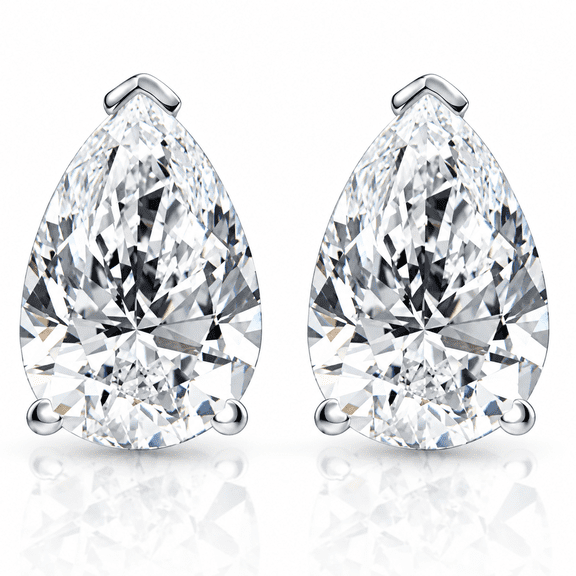Pompeii 2 Ct Lab Grown Pear Shape Diamond Studs 14k White Gold Earrings (GH,VS2)