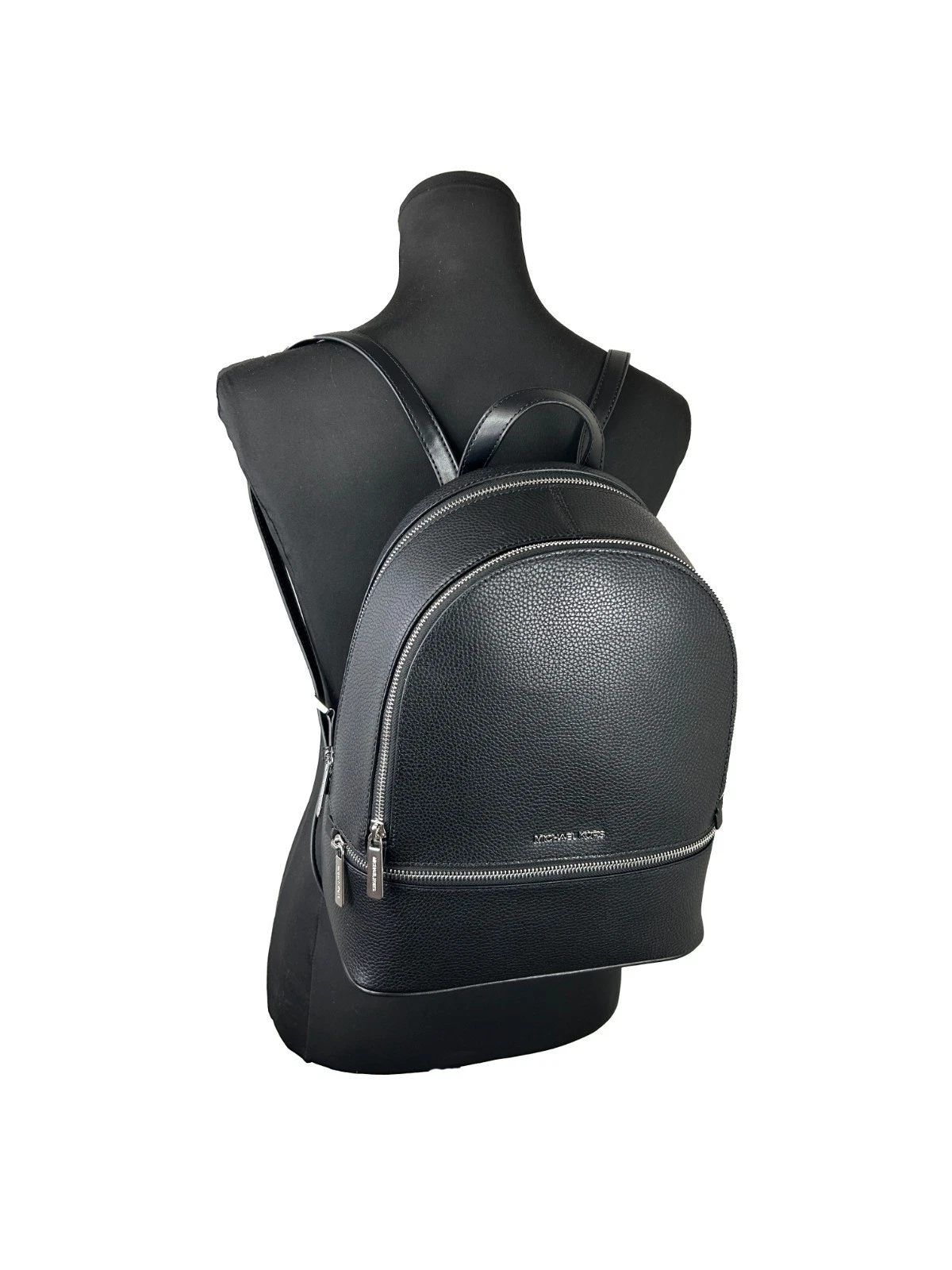 Michael Kors, Women's Rhea Medium Pebbled Leather Backpack, Black