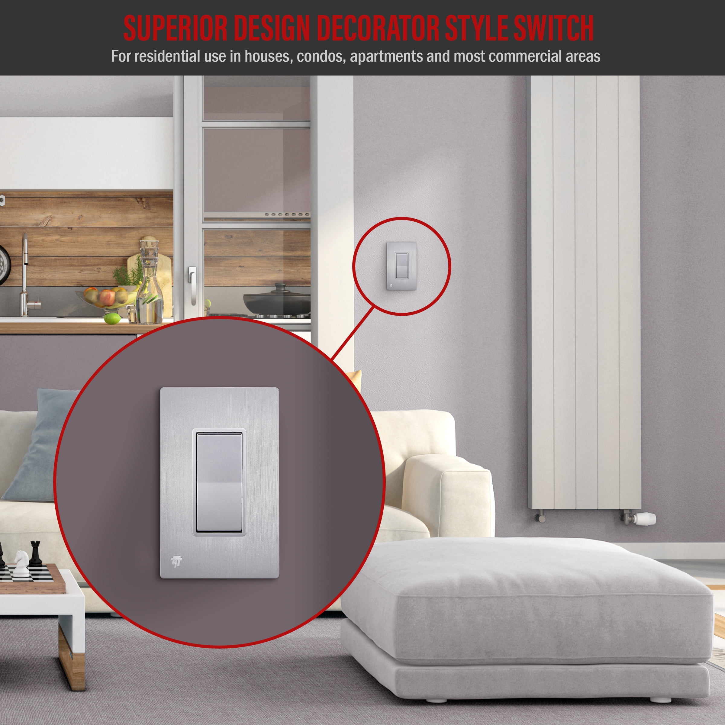 ENERLITES Elite Decorator Rocker Light Switch, 15A 120V/277V, Single Pole, Gloss Gold Finish, Residential Grade, 10-Pack
