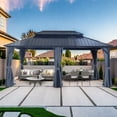 thumbnail image 5 of 12X18FT Outdoor Metal Hardtop Patio Gazebo with Privacy Curtain and Mosquito Netting for Garden,Backyard, 5 of 8