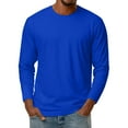 thumbnail image 2 of Dresfit Mens Big and Tall Shirts Solid Color Thermal Tops Fall Knit Long Sleeve Crew Neck Muscle Shirt 2025 Basic Cotton Stretch Pullover Tops Royal Blue 4XL, 2 of 7