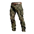 thumbnail image 3 of Camo Cargo Pants for Men Workwear Outdoor Belt Pant Spring Fall Slim Straight Trousers Camouflage M, 3 of 6