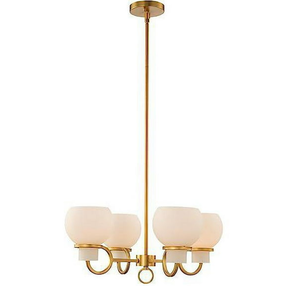 Kalco Lighting Ascher 22" 4-light Transitional Glass Chandelier in Winter Brass