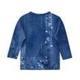 thumbnail image 4 of KAUOD 3/4 Length Sleeve T-Shirt for Girls Round Neck Casual Summer Tunic Tops Teens Basic Tees Embroidered Shirts Pleated Blouse, 4 of 5