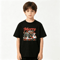 thumbnail image 2 of Merry Christmas Truck Boys Graphic Tee, Cool Monster Truck Snowman 100% Cotton Kids Short Sleeve T-Shirt, 2 of 5