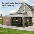 thumbnail image 6 of 14' X 22' Hardtop Gazebo, Upgraded Metal Gazebo with Drainage System, Dual-Layer Galvanized Steel Roof with Curtain and Netting, Outdoor Shelter Canopy for Patio, Garden, Backyard, Brown, 6 of 9