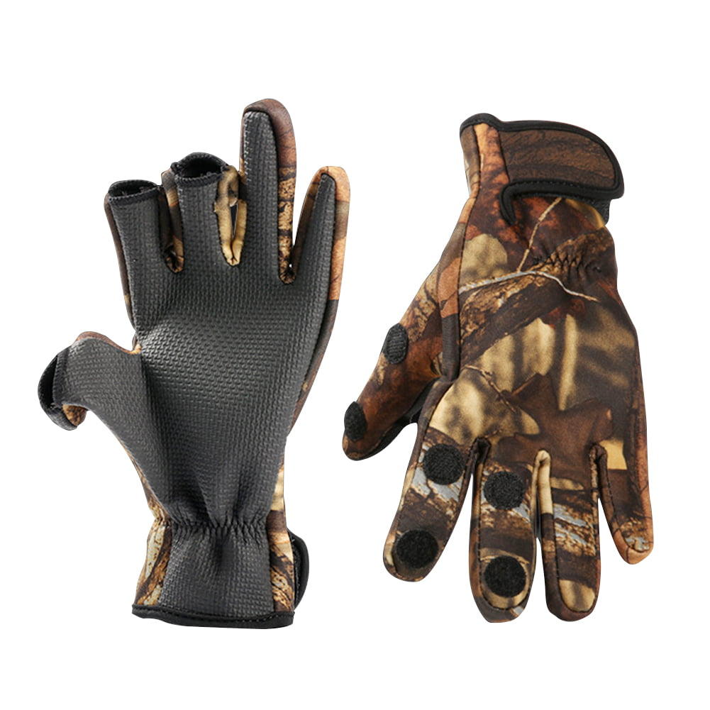 Half Finger Breathable Leather Gloves Winter Fishing Gloves Anti Slip Waterproof 