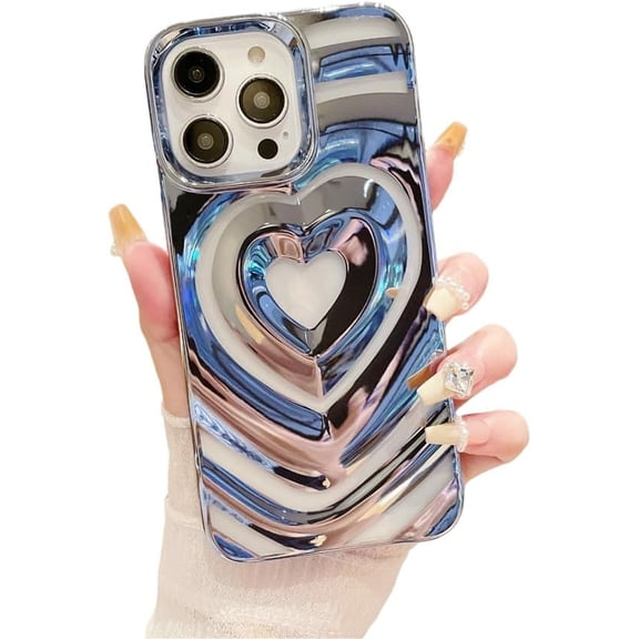 Designed for iPhone Case,Luxury Electroplated Hollow Love Heart Camera Lens Protection Shockproof Protective Cover Phone Case (iPhone 13 Pro,Purple)