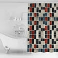 thumbnail image 2 of Shower Curtain, Retro Black Red White Square Waterproof Shower Curtain Set with Hooks for Bathroom Showers,Stalls and Bathtubs,36x72In Geometric Color Block, 2 of 9