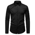 thumbnail image 2 of DAFPZW Mens Pleated Dress Shirts Fall Long Sleeve Turndown Collar Shirt Fashion Button Tops Casual Business Office Shirt, 2 of 8
