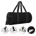 thumbnail image 5 of Xecao Black print Round Travel Duffel Bag is a foldable gym bag with an inner pocket, perfect for travel sports, 5 of 8