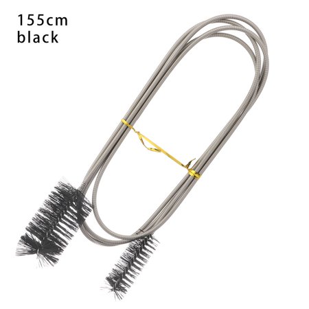 45/90/155/200cm Portable Stainless Steel Spiral Handle Aquarium Accessories Pipe Cleaner Flexible Tube Brush Cleaning Tools Hose Brush BLACK 155CM