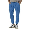 thumbnail image 2 of Domuza Mens Joggers Pants Lightweight Comfy Stretch Waist Drawstring Sweatpants Relaxed Fit Outdoor Gym Running Workout Pants with Pocket Blue XL, 2 of 8