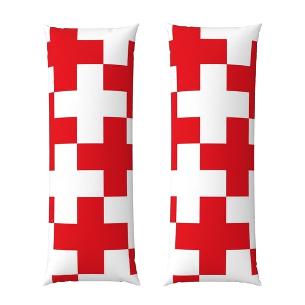 Balery Red Cross 1 Funda Protectora para Almohada Corporal de Algodón Hipoalergénico con Cierre(55 x 21 pulgadas), Almohadas No Incluidas