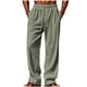 thumbnail image 2 of Ceisia Men's Cotton Linen Casual Pants Straight Leg Thin Baggy Loose Fit Lightweight With Elastic Waist Drawstring & Pockets Green Gift, 2 of 7
