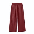 thumbnail image 5 of Oiyii Elastic Waist Pants for Tween Girls Solid Linen Loose Casual Trousers Vacation Wear Bottoms,, 5 of 7