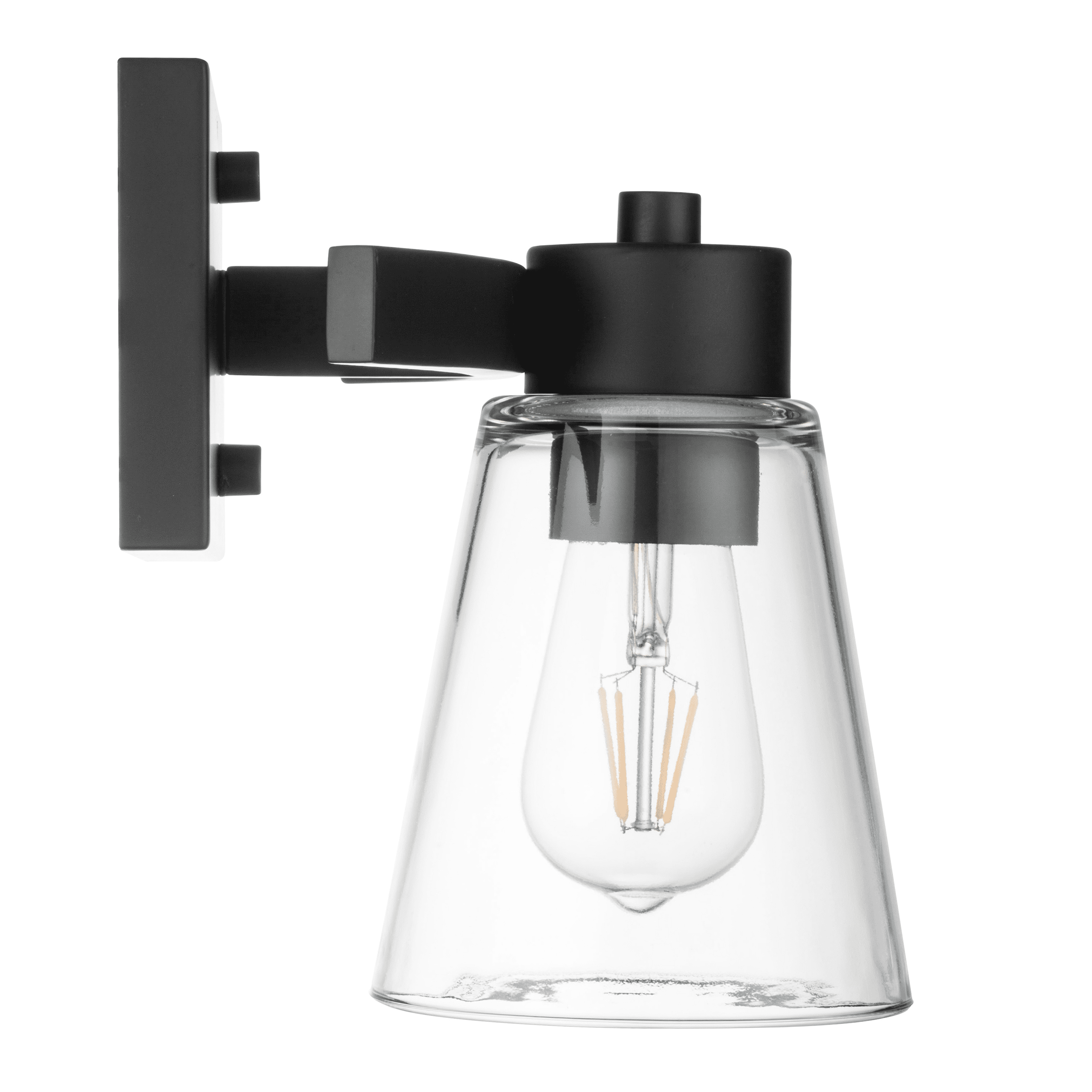 Prominence Home Fairendale 1-Light Matte Black Bathroom Vanity Light with Clear Glass Shade
