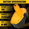 thumbnail image 2 of 2Pack 18V 4500mAh DC9096 Replacement Battery Compatible with Dewalt 18 Volt DC9099 DW9098 DW9099 DW9095 DW9096 DE9039 and DC9320 Dual Port Charger for 7.2-18V Ni-Cad Ni-Mh Battery, 2 of 6