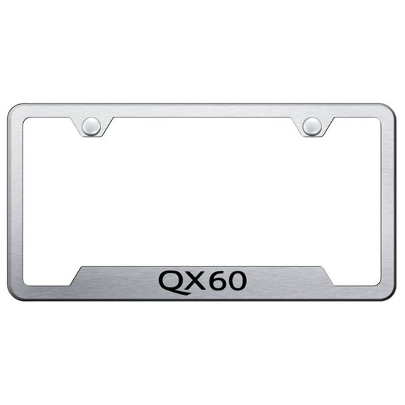 Infiniti QX60 Laser Etched Logo Cut-Out License Plate Frame (Brushed Chrome)