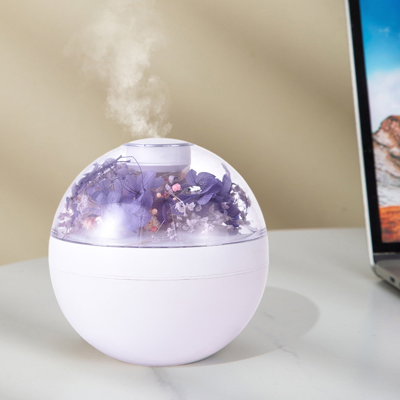 Humidifier for Bedroom,200Ml Everlasting Flower USB Aromatherapy Humidifier (Purple),for Baby Nursery and Plant