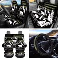 thumbnail image 3 of Jeiento American Flag Car Seat Cover Set of 15 Auto Front Back Seat Protector Steering Wheel Cover Seat Belt Pad Garbage Bag Air Vent Bag Mountain Rearview Mirror Cover Coasters Key Chain, 3 of 7