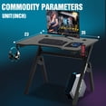 thumbnail image 3 of YRLLENSDAN Ergonomic Gaming Table with Cable Management and Hook, 35 Inch Small Gaming Computer Table Desk for Small Spaces, PC Gamer Desk with R-Shaped Steel Leg, Small Work Table, Black and Blue, 3 of 7