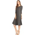 thumbnail image 7 of Women's Casual Basic Comfy 3/4 Sleeve Flare A-line Midi long maxi Dress, 7 of 7