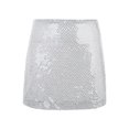 thumbnail image 3 of Women's Sequin Skirt Sparkle Stretchy Bodycon Mini Skirts (Silver L), 3 of 8