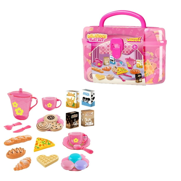 25 piezas de utensilios de cocina para el hogar, juegos de té, cajas de almacenamiento de juguetes, juegos de simulación de té, postres, comida, juguetes para niños, regalo de cumpleaños
