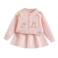 thumbnail image 5 of Caqnni 3-4 Years Toddler Baby Girls Fall Winter Clothes Long Sleeved Pullover Shirt + Pants 2 Pcs Casual Dailywear & Loungewear Outfits Set For Kids A120-Red, 5 of 6