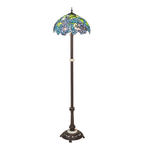 Meyda Tiffany 225024 Tiffany Wisteria 3 Light 62" Tall Buffet Floor Lamp - MultiColor