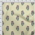 thumbnail image 3 of oneOone Polyester Lycra Light Yellow Fabric Floral Block Sewing Material Print Fabric By The Yard 56 Inches, 3 of 4