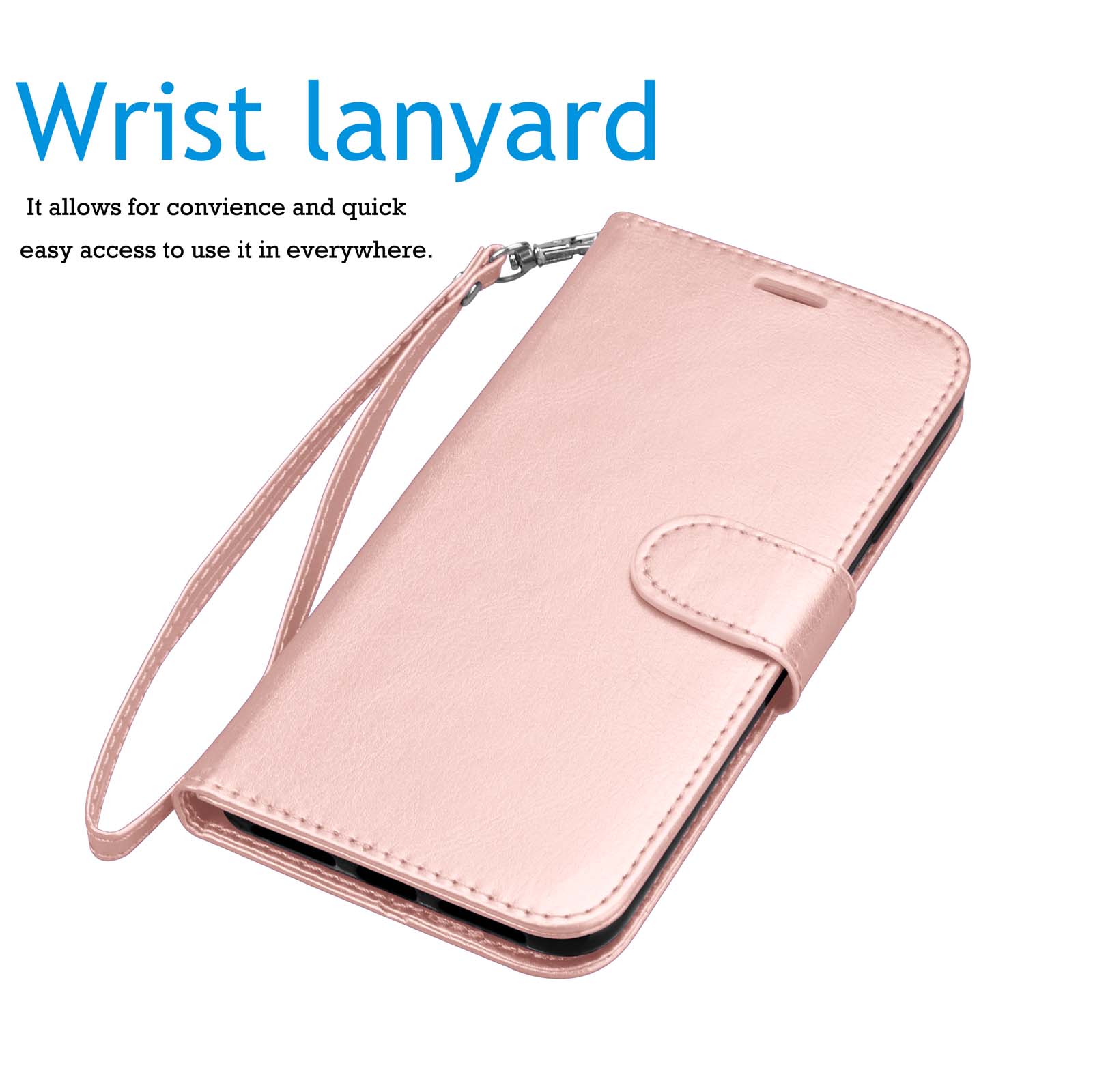 Tekcoo Galaxy S10 / S10 Plus / S10E Wallet Case, for Galaxy S10 / S10+ / S10e Case, Tekcoo [Rose Gold] PU Leather [3 Card Slots] ID Credit Flip Cover [Kickstand] Cover & Wrist Strap - image 5 of 5